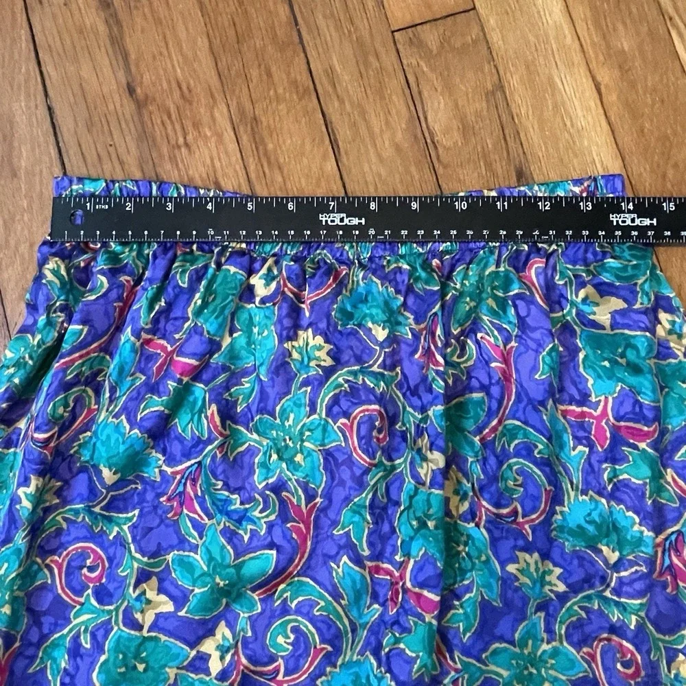 Vintage 80s Adrianna Papell 100% Silk 2 Pc Set Floral Jacket Skirt Size 12 EUC